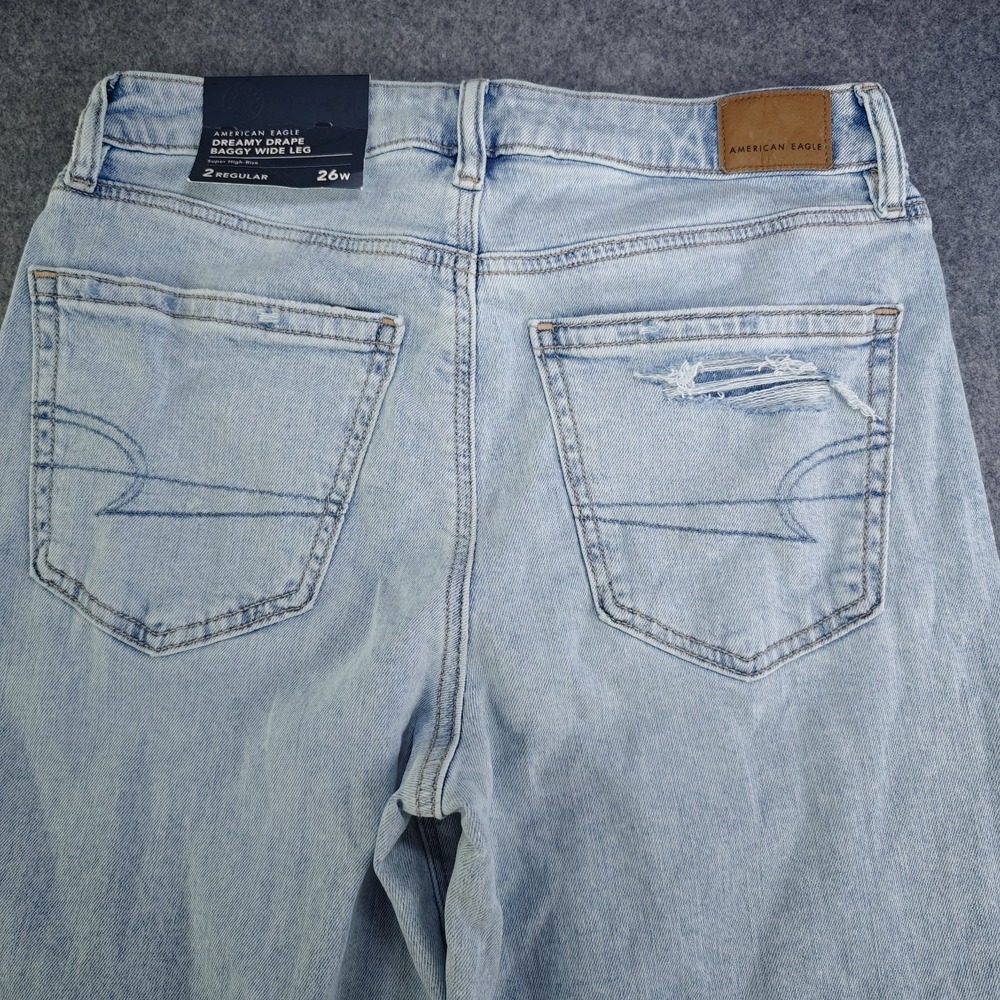American Eagle Dreamy Drape Baggy Wide Leg Jeans Women's 2 Light Wash NWT - Picture 10 of 13
